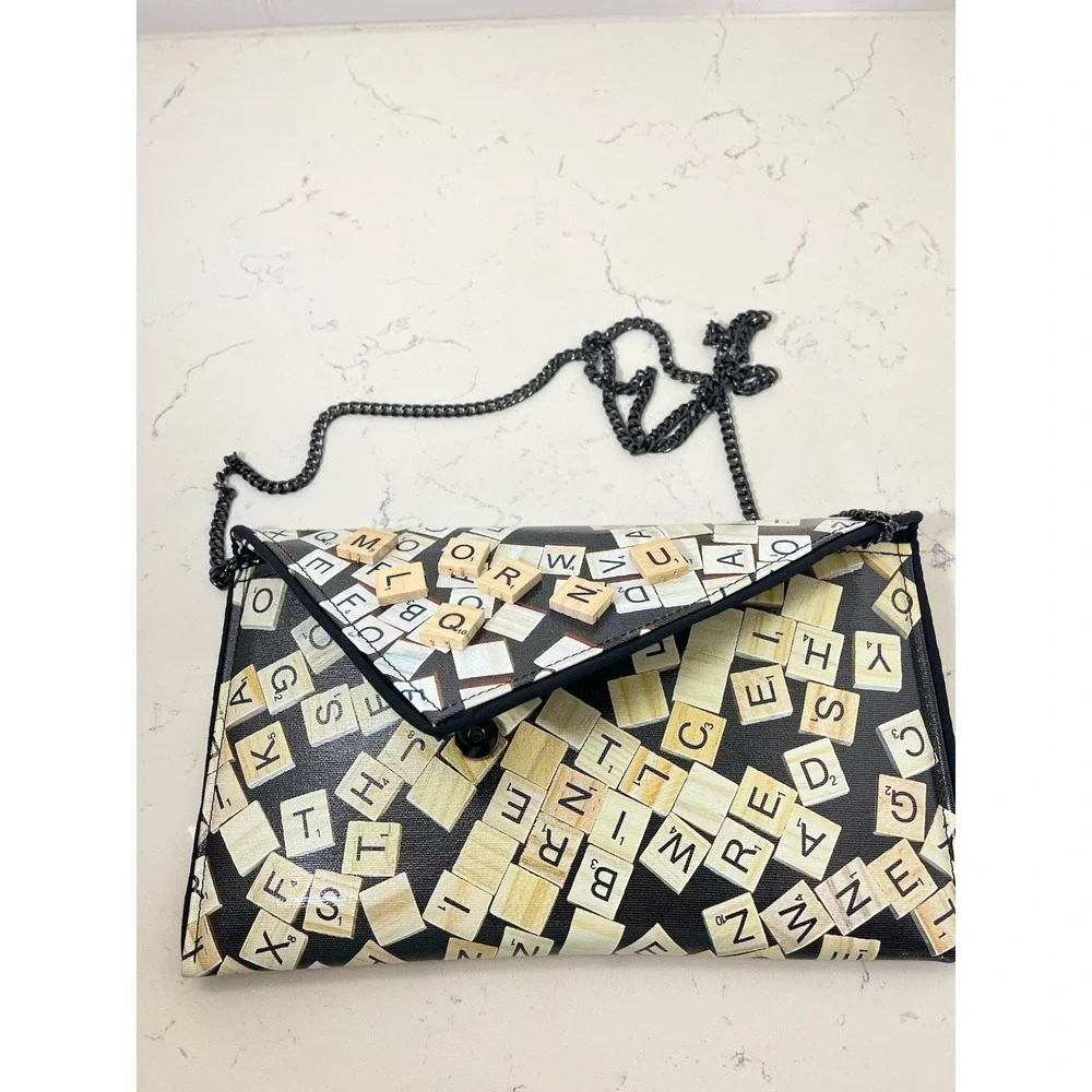 Kent Stetson Scrabble Clutch Purse Bag Chain Pop Art Handmade USA Signed RARE